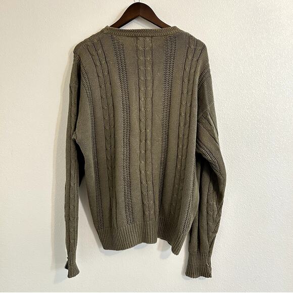 VTG BOSTON TRADERS Cable Knit Cotton Blend Grandpa Sweater Size L Indie Eclectic - Picture 6 of 11